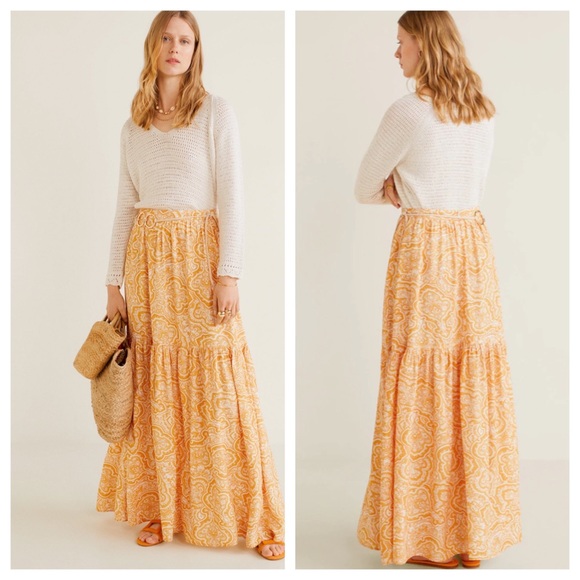 Mango Dresses & Skirts - Mango Long Maxi Boho Flare Paisley Skirt S M